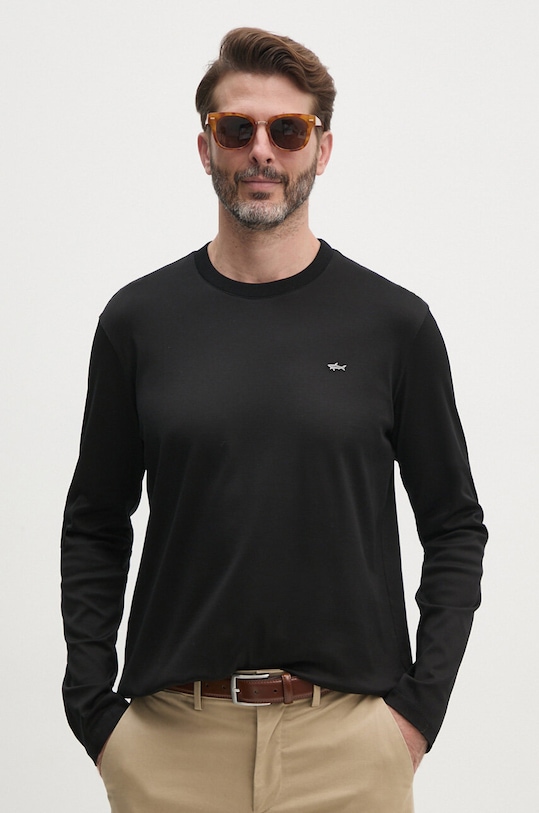 Paul&Shark longsleeve din bumbac uni negru 14311635