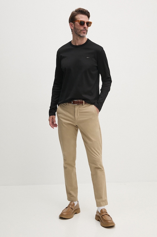 Paul&Shark longsleeve din bumbac 14311635 negru AW24