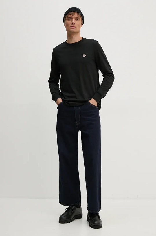 PS Paul Smith longsleeve bawełniany M2R.828R.KZEBRA czarny AW24