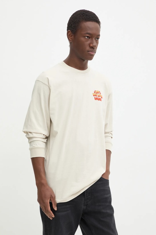 Oblečení Bavlněné tričko s dlouhým rukávem Vans VN000KHS2N11 béžová