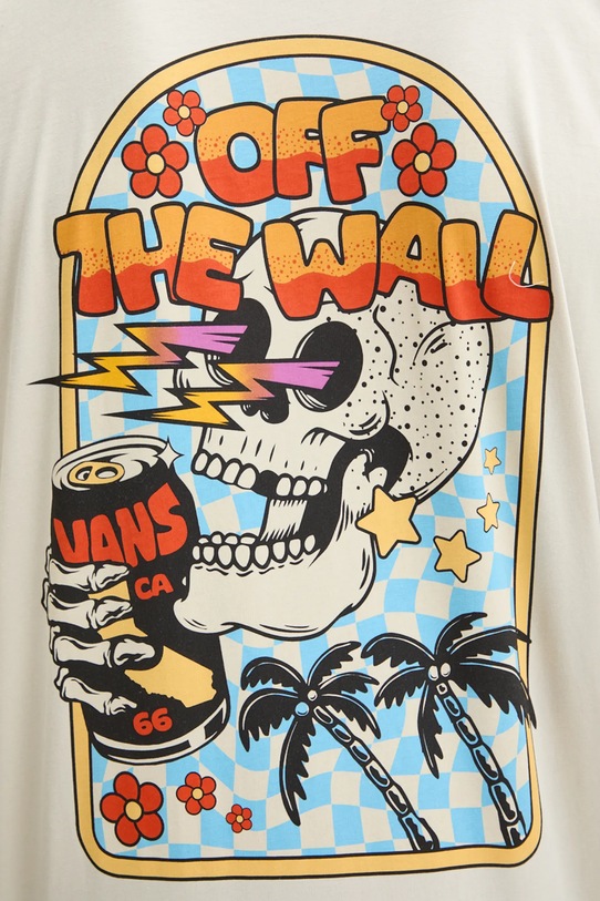 Bavlněné tričko s dlouhým rukávem Vans VN000KHS2N11 béžová