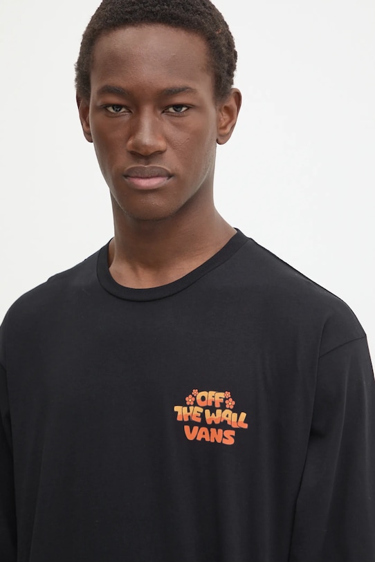 Pamučna majica dugih rukava Vans crna VN000KHSBLK1
