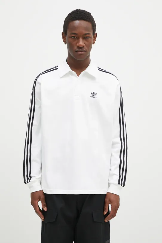 adidas Originals longsleeve din bumbac Adicolor cu modele alb IZ2459
