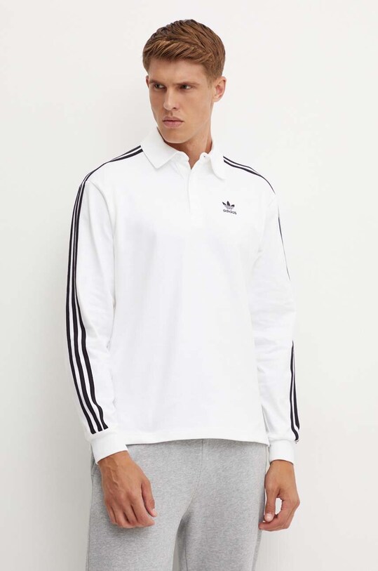 Бавовняний лонгслів adidas Originals білий IZ2459