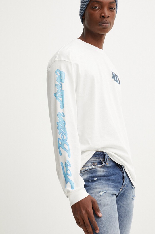 Diesel longsleeve din bumbac T-BOXT-LS-Q15 bej A15019.0AKAK