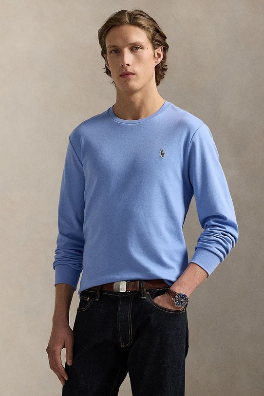 Polo Ralph Lauren longsleeve bawełniany bawełna niebieski 710760121