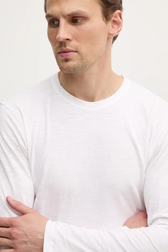 Βαμβακερή μπλούζα με μακριά μανίκια Sisley λευκό 3WF0S1013