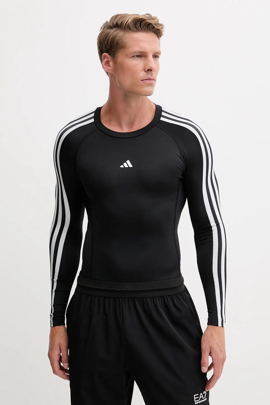 adidas Performance longsleeve treningowy Techfit aplikacja czarny IN5586