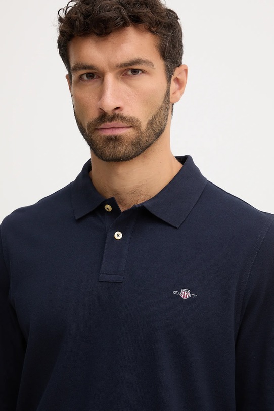 Bavlněné tričko s dlouhým rukávem Gant námořnická modř 2230