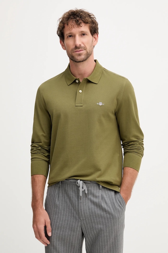 Gant longsleeve bawełniany regular zielony 2230