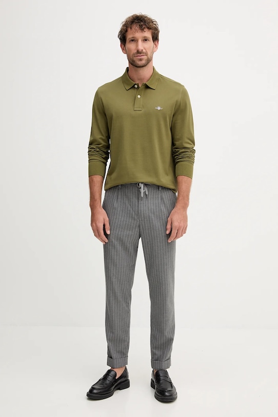 Gant longsleeve bawełniany 2230 zielony AW25
