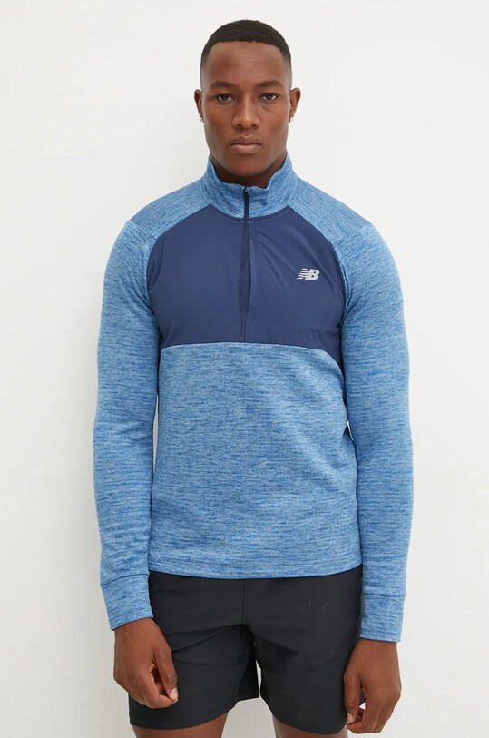 Bežecká mikina New Balance Athletics Heat Grid melanž modrá MT43204HEB