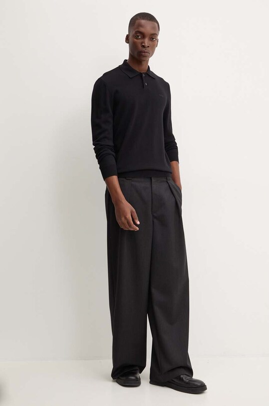 Шерстяной свитер A.P.C. polo jacob logo WVAWM.H23324 чёрный AW24