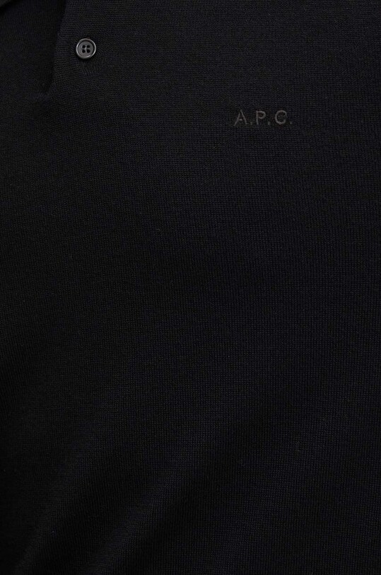 Шерстяной свитер A.P.C. polo jacob logo WVAWM.H23324 чёрный