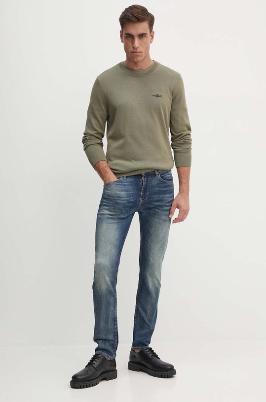 Aeronautica Militare pulover de bumbac MA1502L506 verde AW24