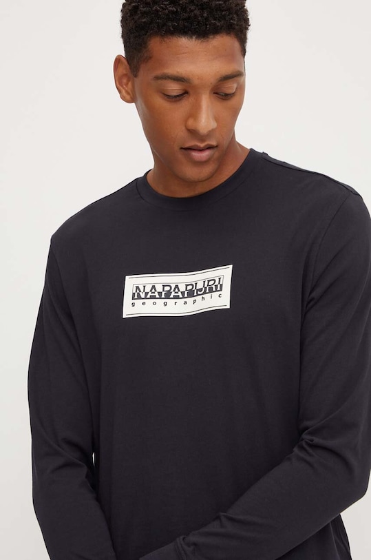 Napapijri longsleeve bawełniany S-Suze regular czarny NP0A4I3M0411