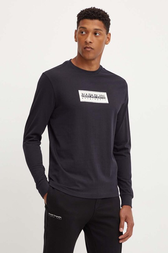 Napapijri cotton longsleeve top S-Suze black NP0A4I3M0411