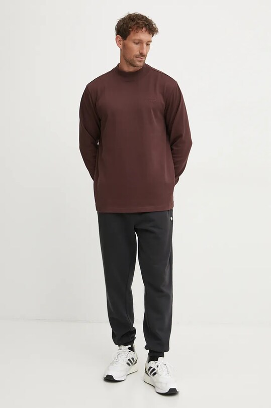 Хлопковый лонгслив adidas Originals Longsleeve Mock Neck IW3258 бордо AW24