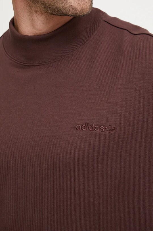 Хлопковый лонгслив adidas Originals Longsleeve Mock Neck IW3258 бордо
