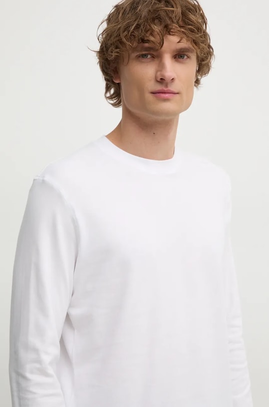 Pamučna majica dugih rukava Sisley bijela 3B7SS1045