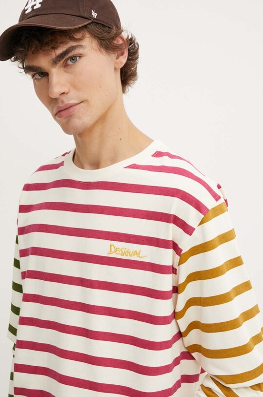 Desigual longsleeve din bumbac CAROLINAN bej 24WMTK37