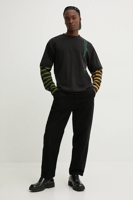 Desigual longsleeve din bumbac PAUL 24WMTK22 negru AW24