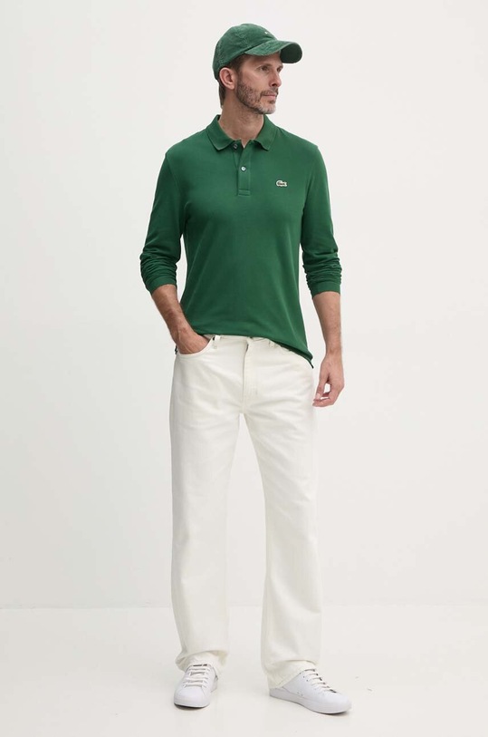 Lacoste longsleeve din bumbac PH4013 verde AW24