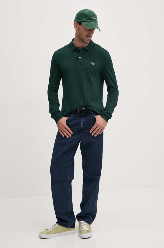 Bavlněné tričko s dlouhým rukávem Lacoste PH4013 zelená AW24