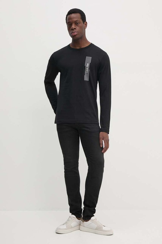 Bavlněné tričko s dlouhým rukávem Calvin Klein K10K113589 černá AW24