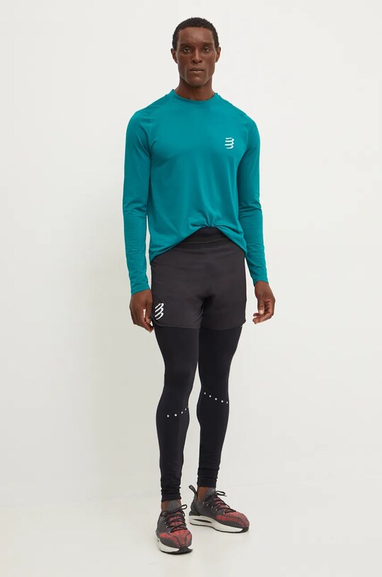 Compressport longsleeve pentru alergare Performance ATSM494 turcoaz SS25