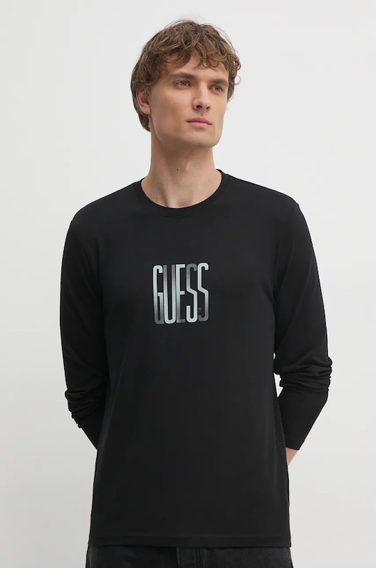 Tričko s dlouhým rukávem Guess slim černá M4BI34.J1314
