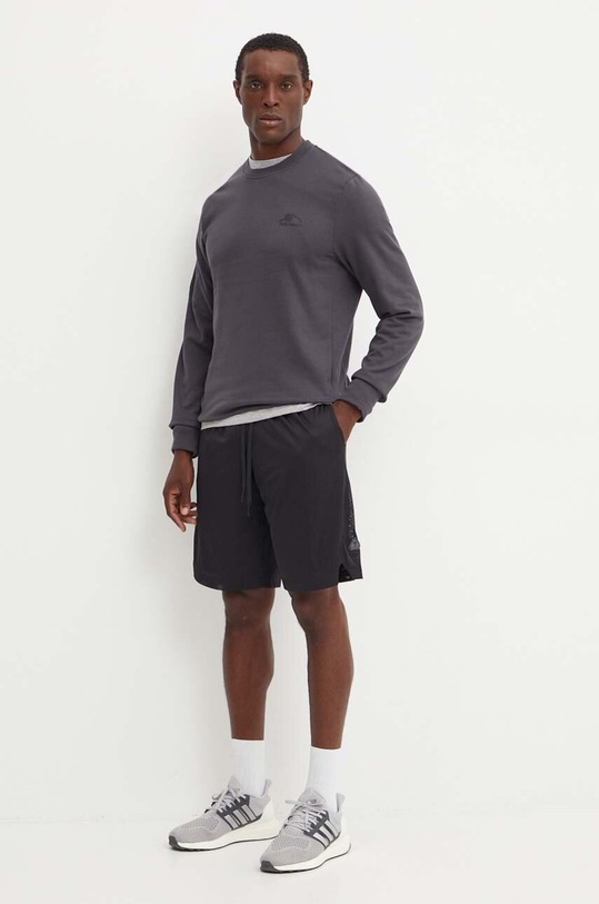 Pamučna majica dugih rukava Reebok 100070998 siva AW24