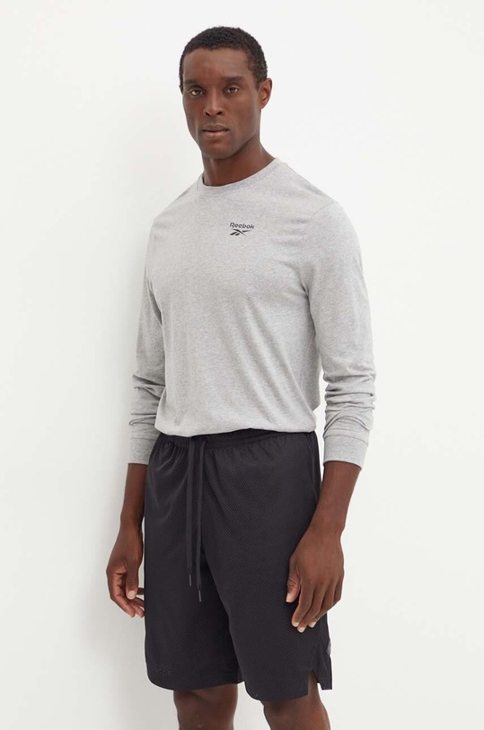 Pamučna majica dugih rukava Reebok siva 100070998
