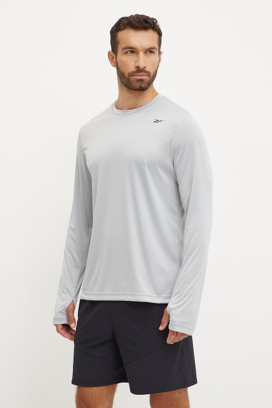 Лонгслив для тренировок Reebok regular серый 100071041