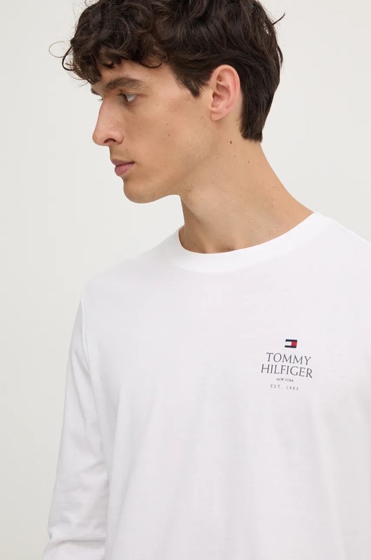 Tommy Hilfiger longsleeve din bumbac MW0MW36501 alb AW24