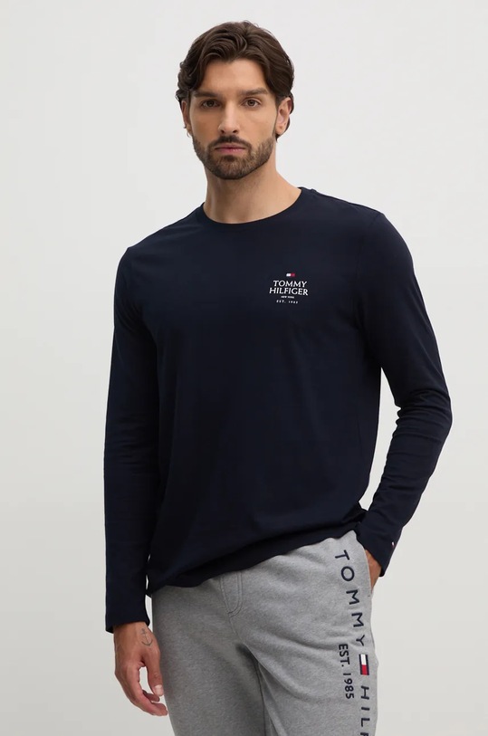 Tommy Hilfiger longsleeve din bumbac print bleumarin MW0MW36501