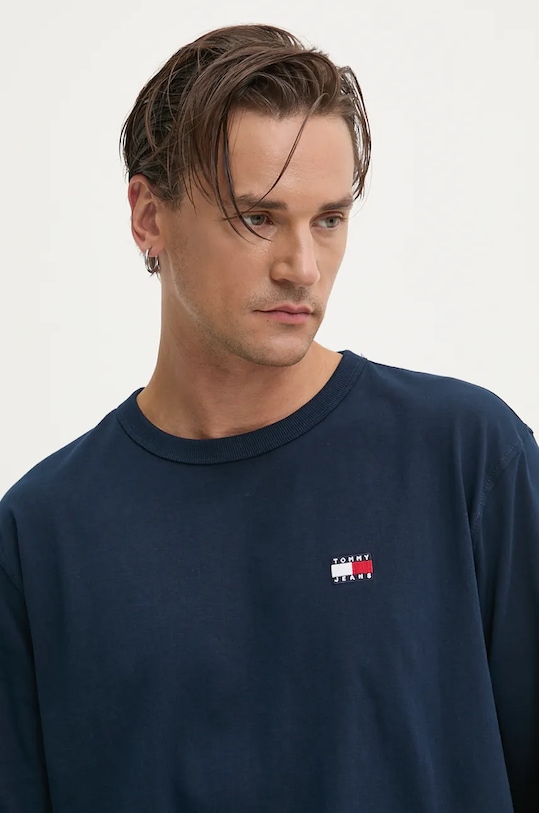 Tommy Jeans longsleeve din bumbac bleumarin DM0DM18436