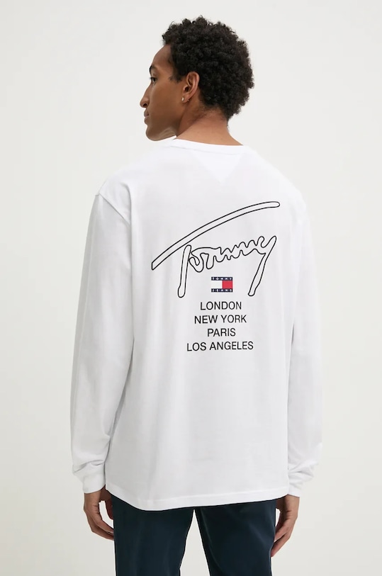 Odzież Tommy Jeans longsleeve bawełniany DM0DM20105 biały