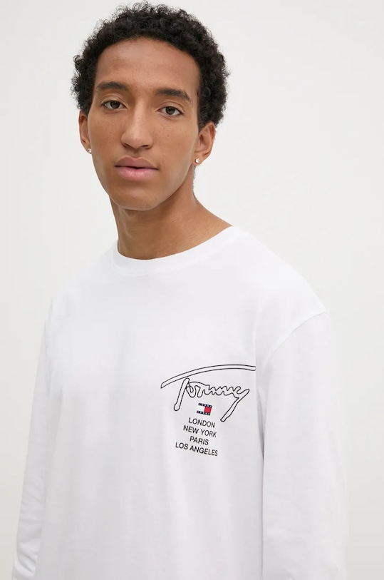 Tommy Jeans longsleeve bawełniany biały DM0DM20105