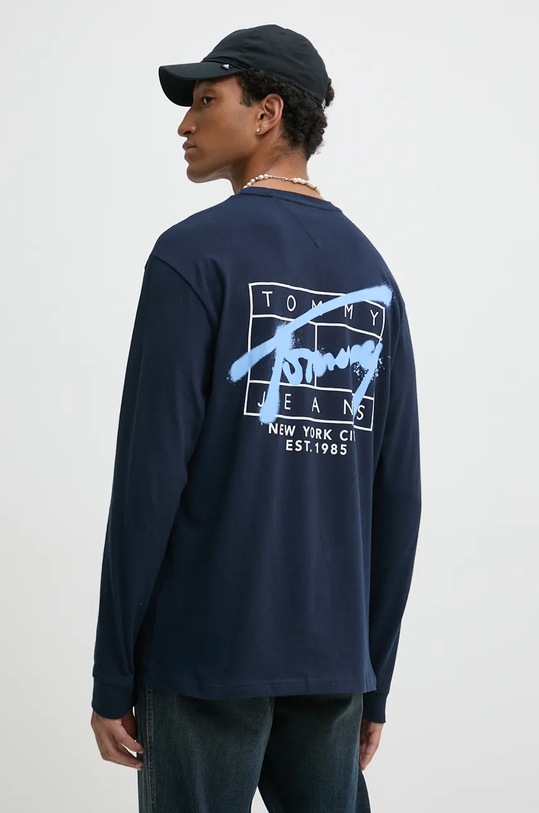Odzież Tommy Jeans longsleeve bawełniany DM0DM20595 granatowy