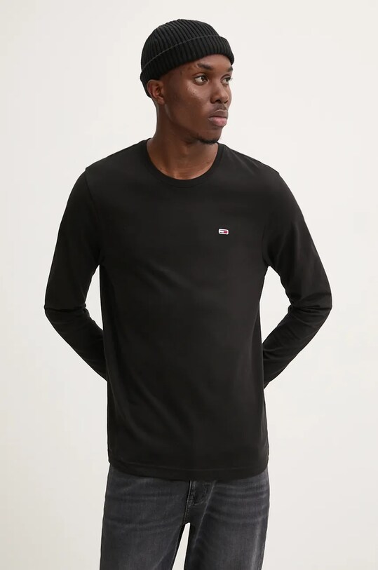 Tommy Jeans longsleeve din bumbac 2-pack uni negru DM0DM20731