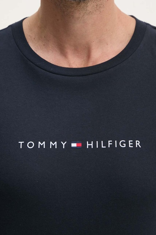 Bavlněné tričko s dlouhým rukávem Tommy Hilfiger UM0UM03345 námořnická modř
