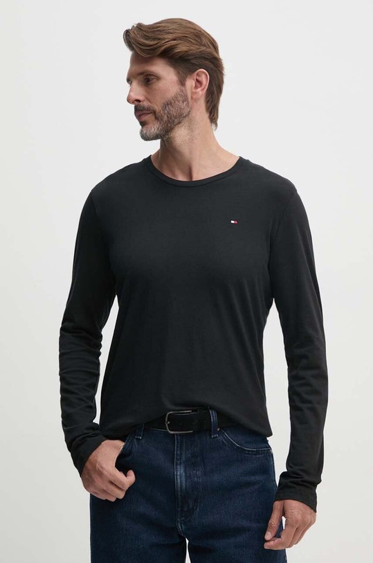 Βαμβακερή μπλούζα με μακριά μανίκια Tommy Hilfiger 3-pack κανονικό μαύρο UM0UM03378