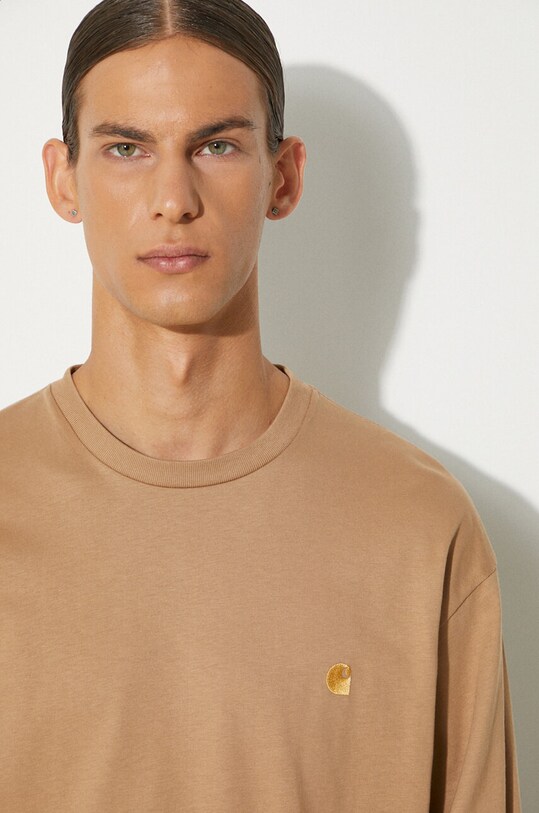 Хлопковый лонгслив Carhartt WIP Longsleeve Chase I026392.2GQXX бежевый