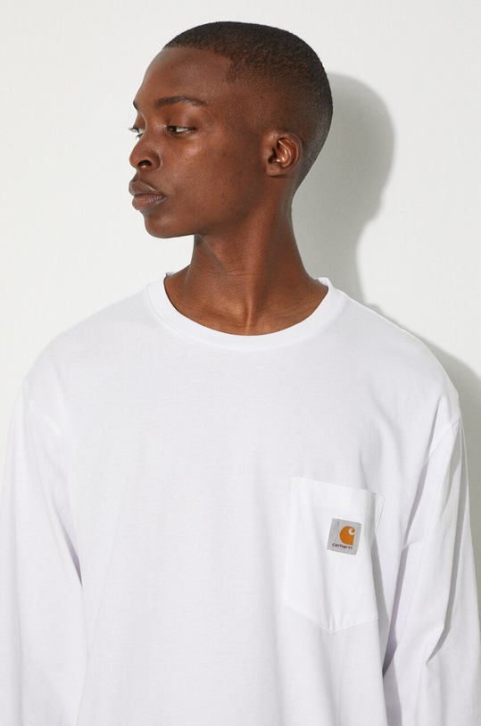 Carhartt WIP cotton longsleeve top Longsleeve Pocket I030437.02XX white