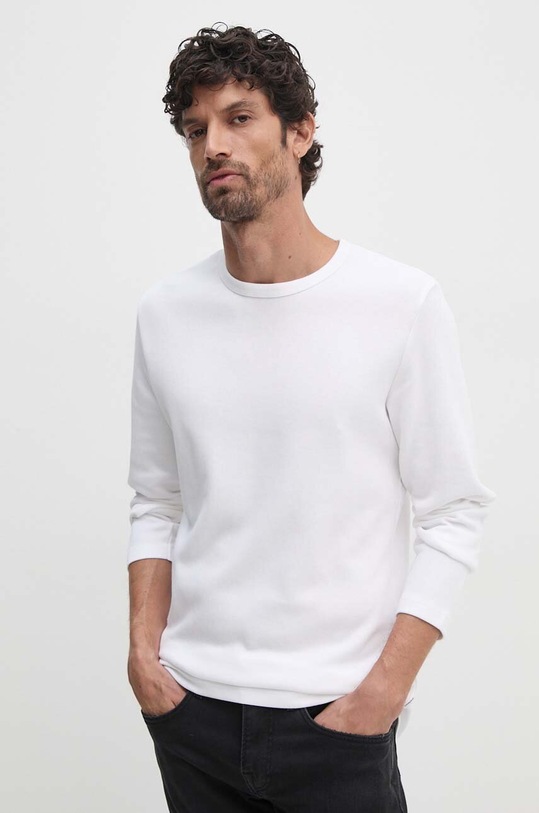 Lindbergh longsleeve din bumbac uni alb 30.403021.WHITE