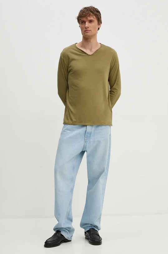 Bavlněné tričko s dlouhým rukávem ZADIG&VOLTAIRE JMTN00251 zelená AW24