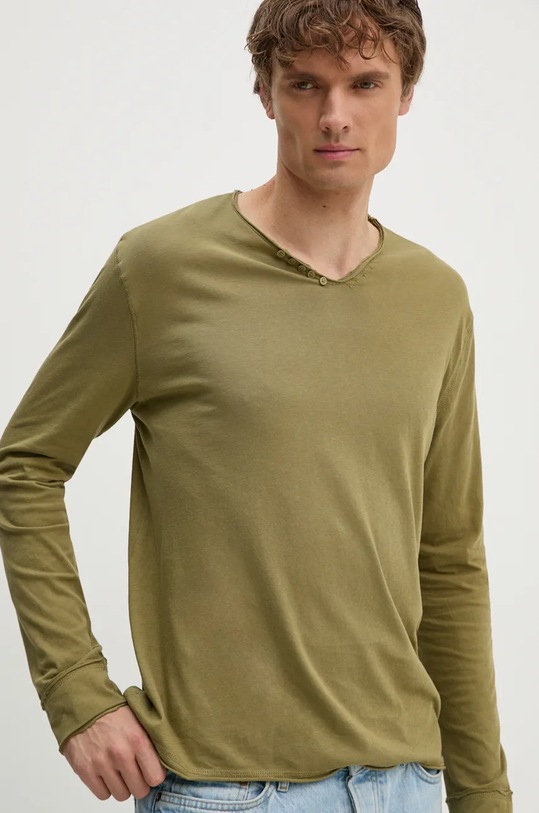 Bavlněné tričko s dlouhým rukávem ZADIG&VOLTAIRE zelená JMTN00251