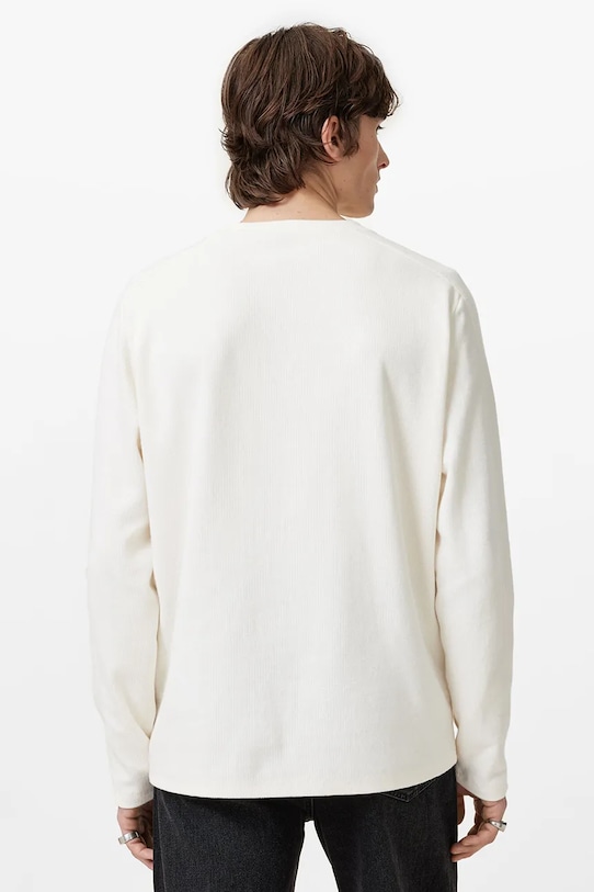 Βαμβακερή μπλούζα με μακριά μανίκια AllSaints ROWE λευκό M027JB