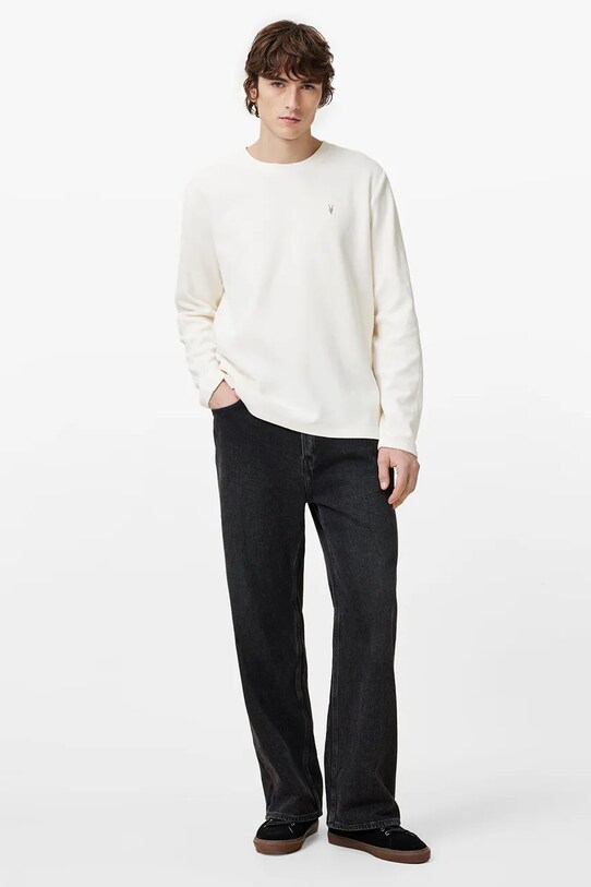 Бавовняний лонгслів AllSaints ROWE M027JB білий